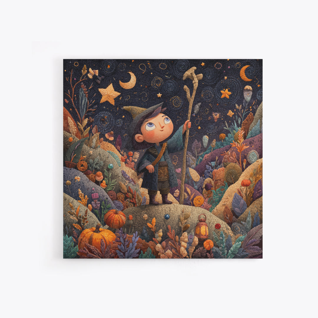 The Star-Seer Of Black Dunwich, Embroidered Halloween Art, Square Wall Art, Canvas Print, Cute Halloween Wall Art