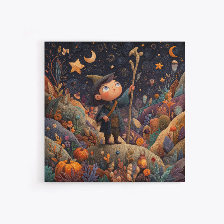 The Star-Seer Of Black Dunwich, Embroidered Halloween Art, Square Wall Art, Canvas Print, Cute Halloween Wall Art