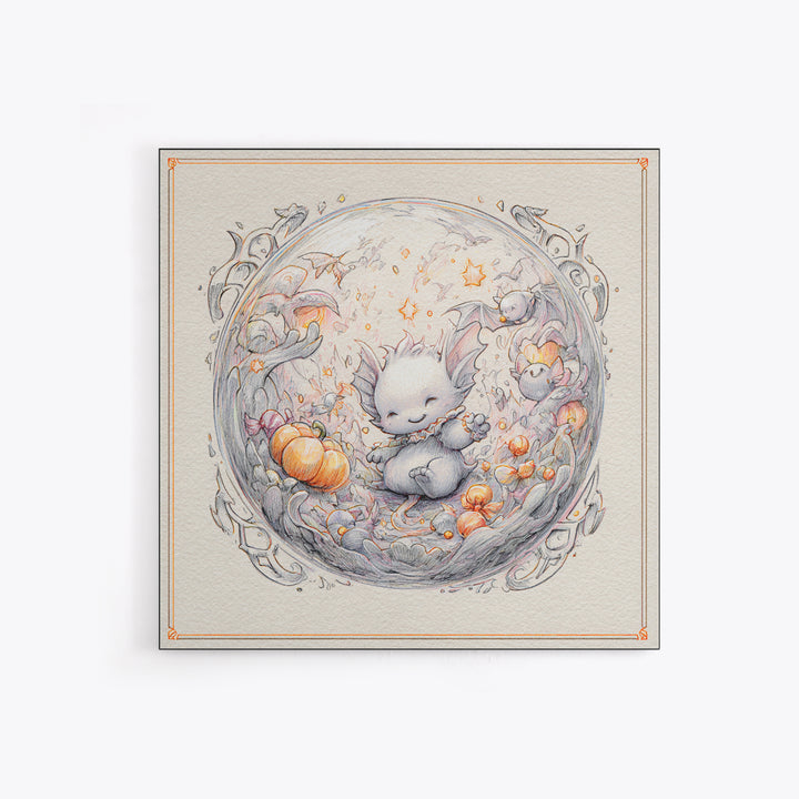 The Oracle Of The Glass Depths, Hand Sketch Halloween Art, Square Wall Art, Canvas Print, Cute Halloween Wall Art