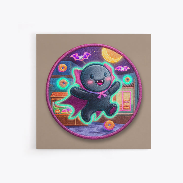 The Donut Vampire Family, 80s Halloween Wall Art, Square Wall Art, Canvas Print, Retro Halloween Decor, Neon Wall Art, Dark Fantasy Art