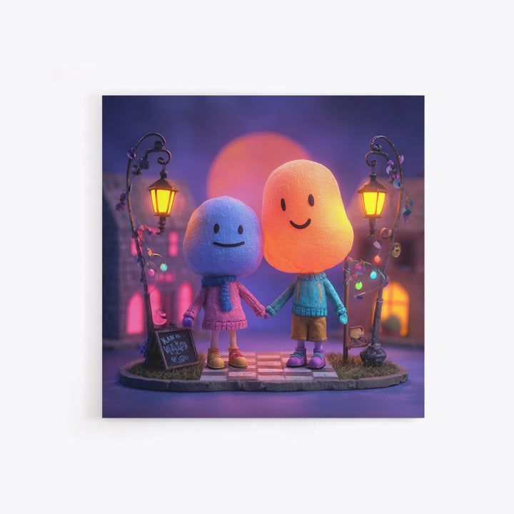 The Ghost Balloon Friend, 80s Halloween Wall Art, Square Wall Art, Canvas Print, Retro Halloween Decor, Neon Wall Art, Statement Wall Art