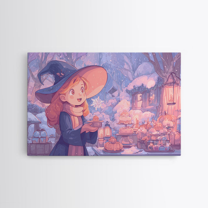 The First Autumn Snowflake, 80s Halloween Wall Art, Landscape Wall Art, Canvas Print, Retro Halloween Decor, Neon Wall Art