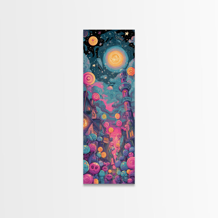 The Costume Planet, 80s Halloween Wall Art, Tall Narrow Wall Art, Canvas Print, Retro Halloween Decor, Neon Wall Art, Macabre Wall Art