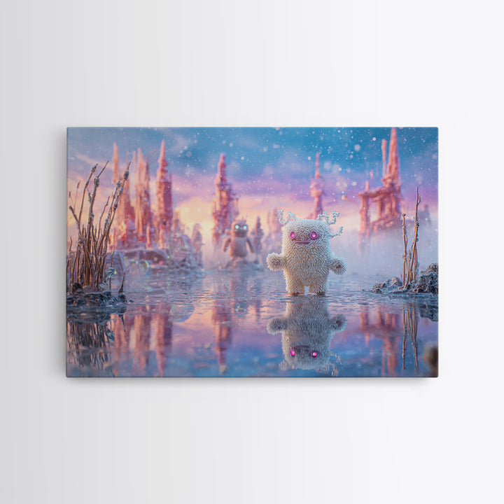 The Frost Beyond Carcosa, Vaporwave Halloween Decor, Landscape Wall Art, Canvas Print, Retro Halloween Decor, Neon Wall Art, Horror Wall Art