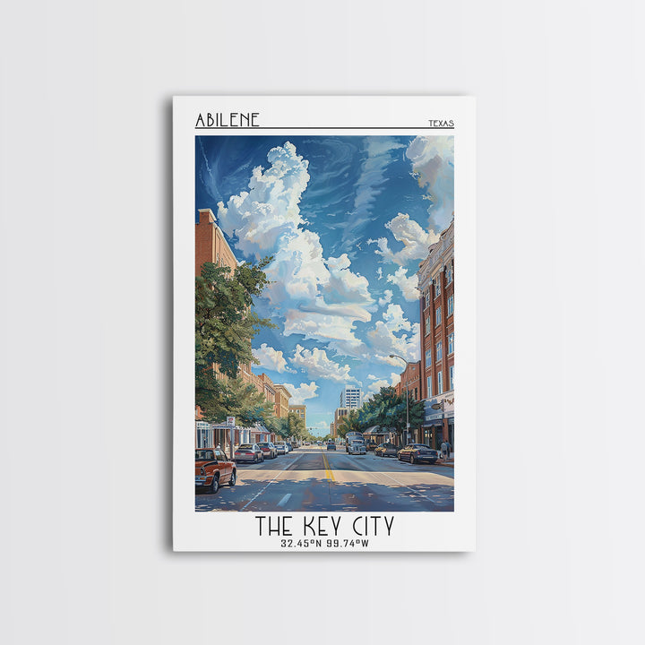 Abilene Travel Poster, Framed Canvas Print, Travel Wall Art, City Wall Art, City Travel Poster, Mid Century Wall Art, Travel Posters