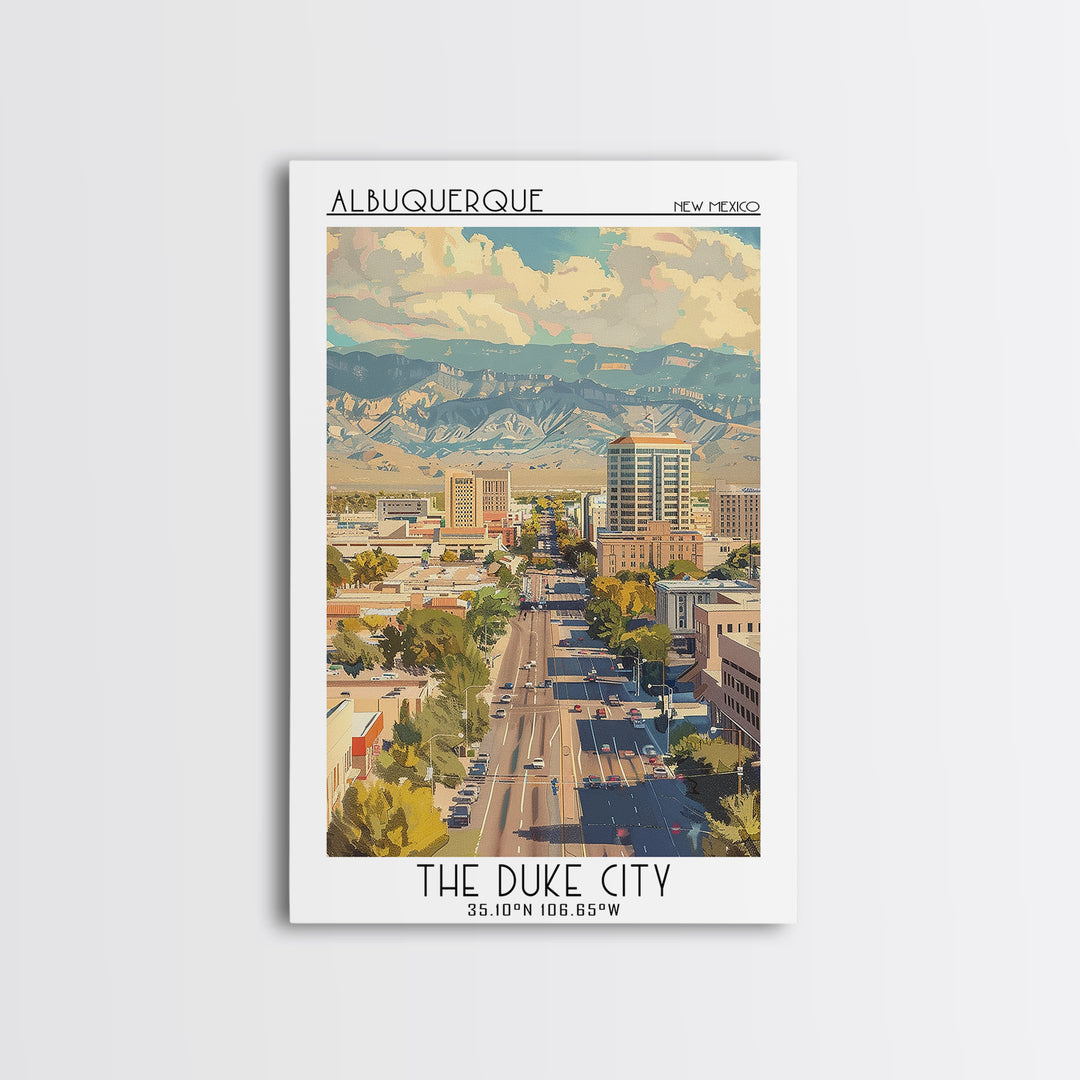 Albuquerque Travel Poster, Canvas Print, City Art Print, Travel Wall Art, Modern Wall Decor, Home Office Decor, Living Room Wall Art