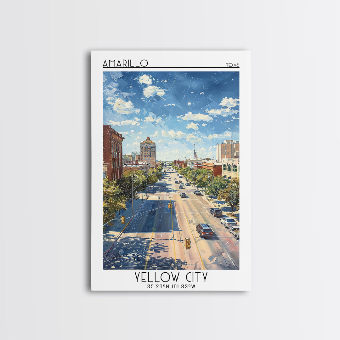 Amarillo Travel Poster, Framed Canvas Print, City Travel Poster, Travel Wall Art, Wall Art, Travel Prints, Home Decor, City Wall Art