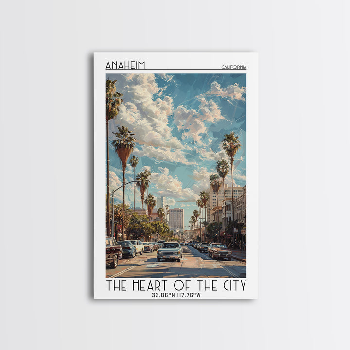 Anaheim Travel Poster, Framed Canvas Print, Travel Prints, Landscape Art, Vintage Travel Art, Minimalist Poster, Retro Travel Poster