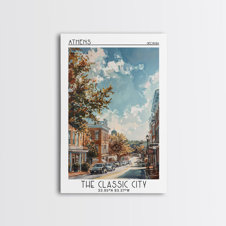 Athens Travel Poster, Framed Canvas Print, Travel Prints, Landscape Art, Mid Century Wall Art, Travel Wall Art, Vintage Travel Print