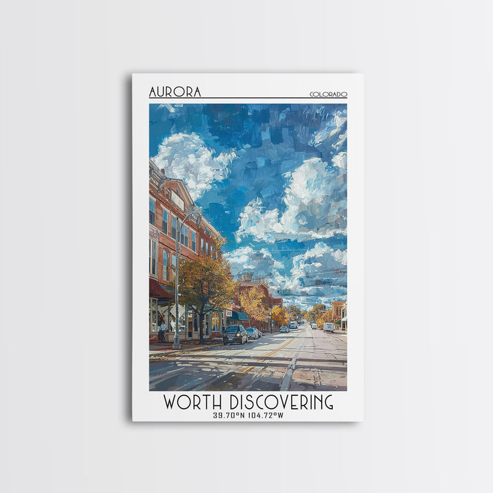Aurora Travel Poster, Framed Canvas Print, City Travel Poster, Travel Wall Decor, Home Office Decor, Minimalist Poster, Travel Decor