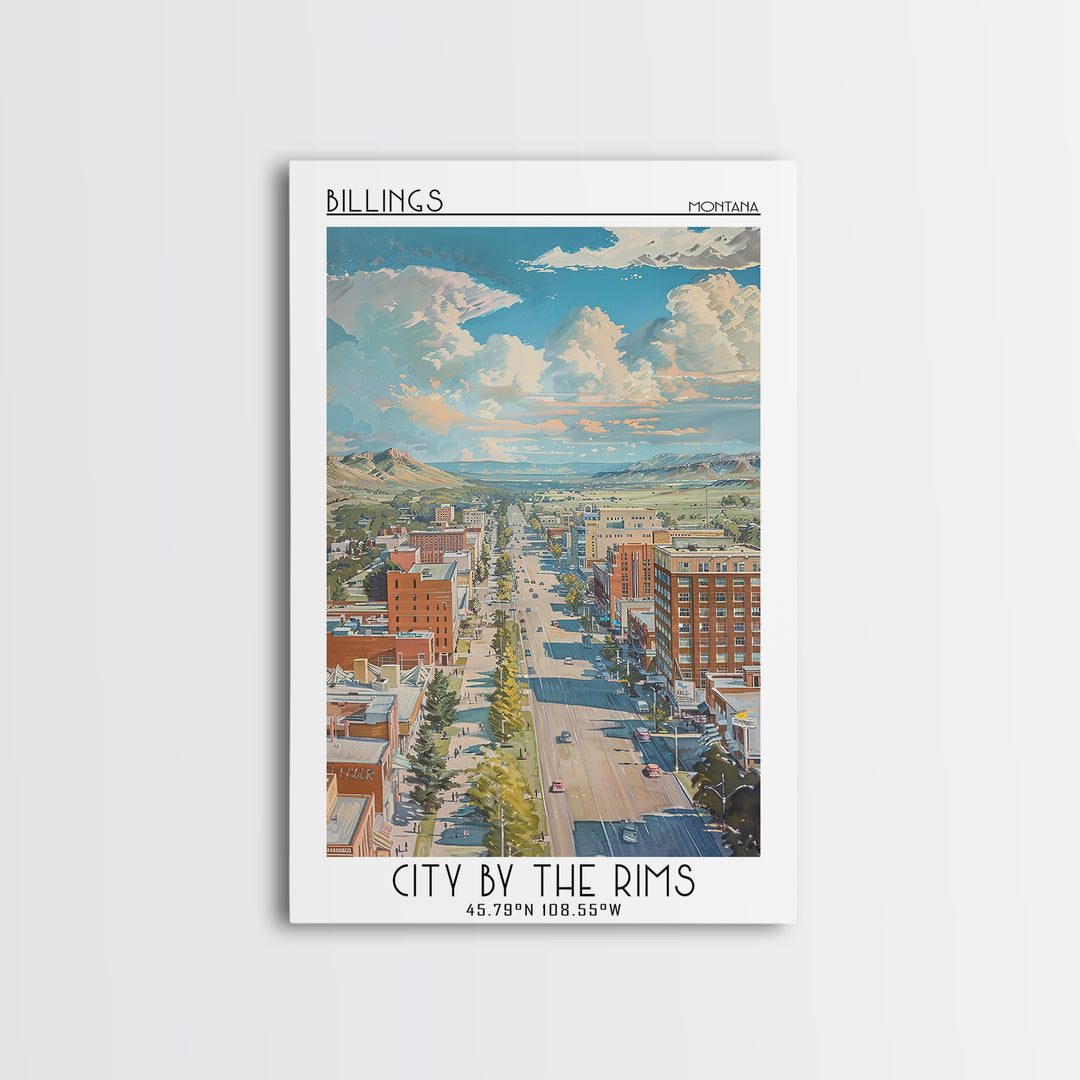 Billings Travel Poster, Framed Canvas Print, Travel Prints, Landscape Art, Wall Art, Travel Print, Minimalist Poster, Vintage Travel