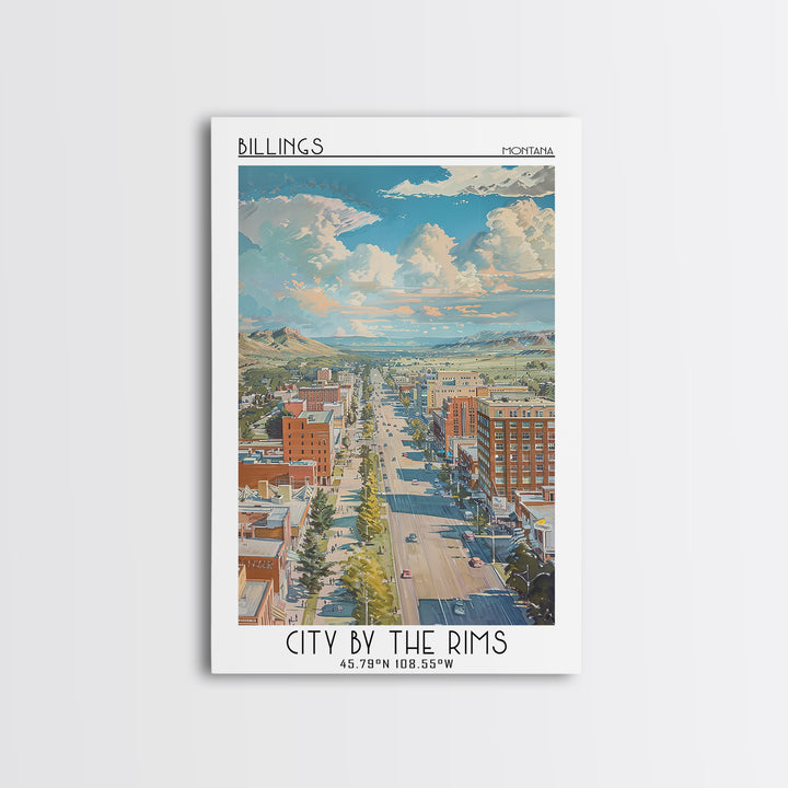 Billings Travel Poster, Framed Canvas Print, Travel Prints, Landscape Art, Wall Art, Travel Print, Minimalist Poster, Vintage Travel