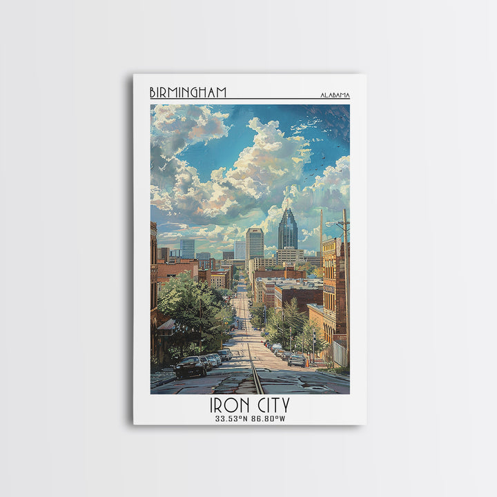 Birmingham Travel Poster, Framed Canvas Print, Retro Travel Poster, City Wall Art, Gallery Wall Set, Minimalist Poster, Travel Print