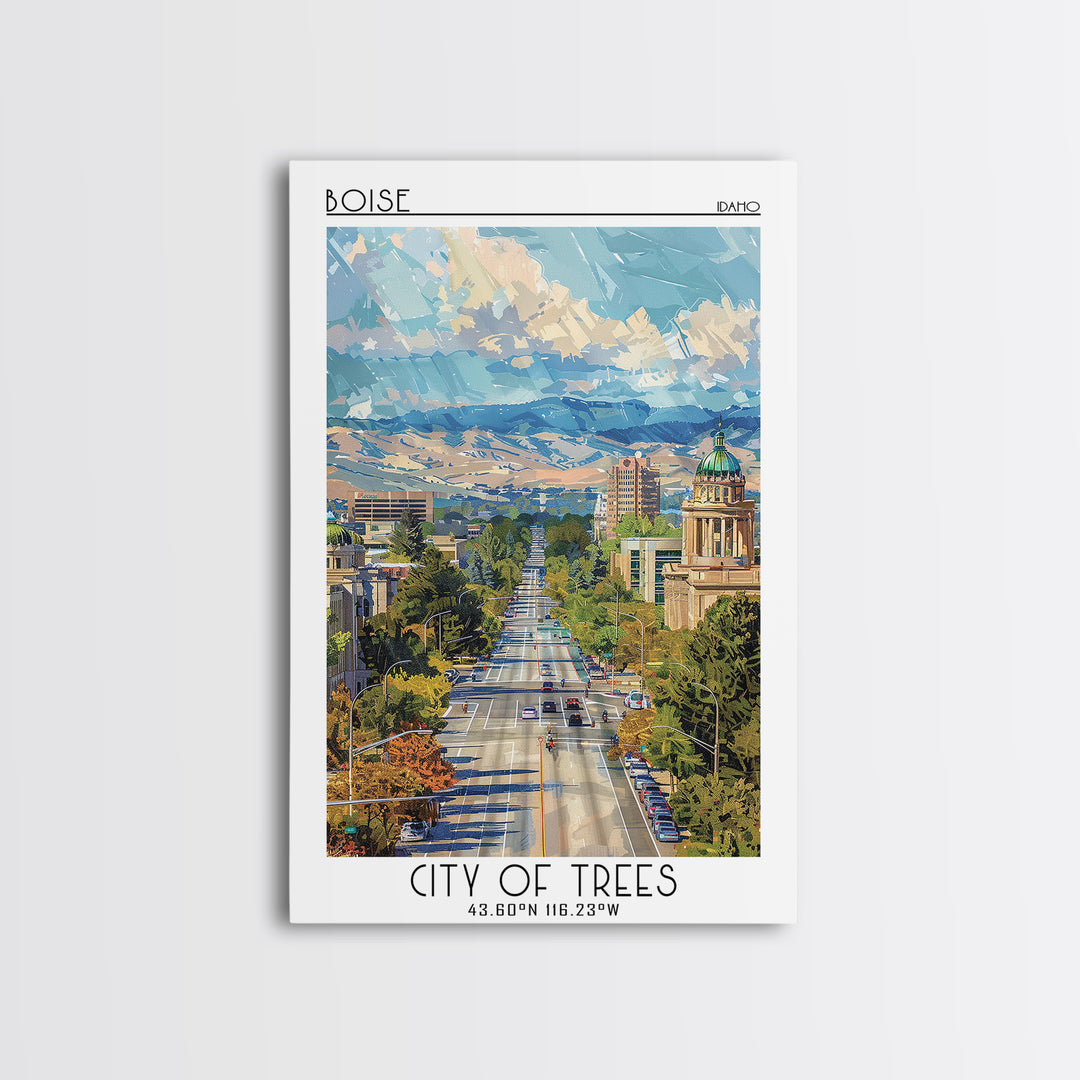 Boise Travel Poster, Canvas Print, Retro Wall Art, Travel Print, Gallery Wall Set, Art Print, Fine Art Print, Wall Art, Travel Decor