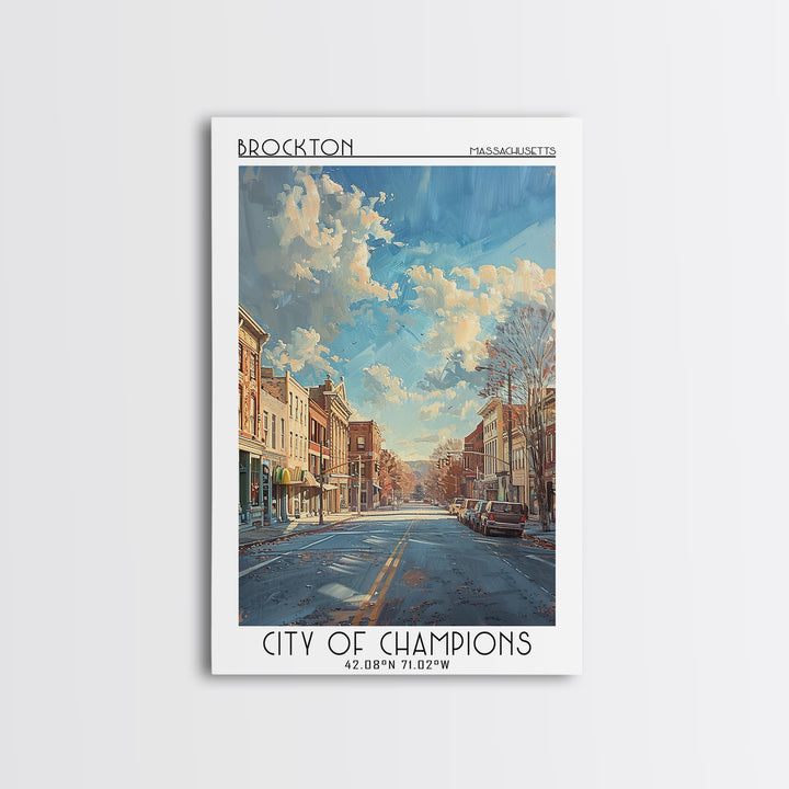 Brockton Travel Poster, Canvas Print, Poster Print, Travel Wall Art, Wanderlust Gift, Wall Art, Travel Posters, Mid Century Wall Art