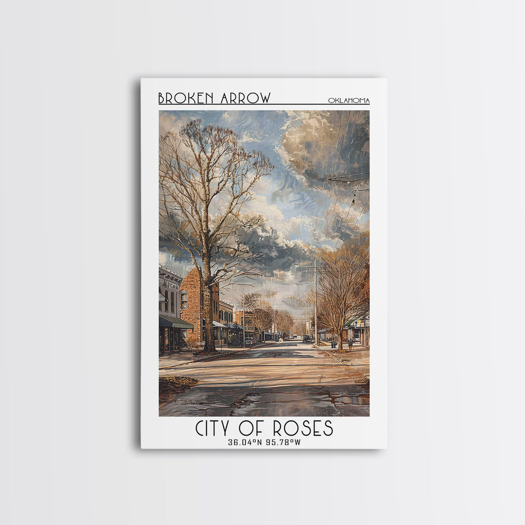 Broken Arrow Travel Poster, Framed Canvas Print, Travel Prints, Landscape Art, Modern Wall Decor, Travel Posters, City Travel Poster