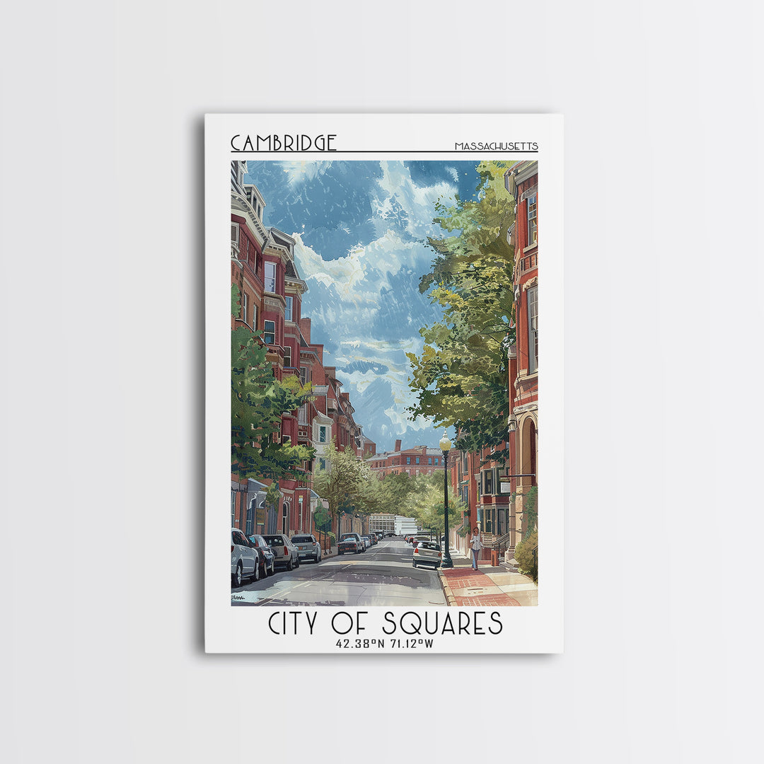 Cambridge Travel Poster, Framed Canvas Print, Travel Wall Art, City Wall Art, Wanderlust Gift, Retro Travel Print, Travel Wall Decor