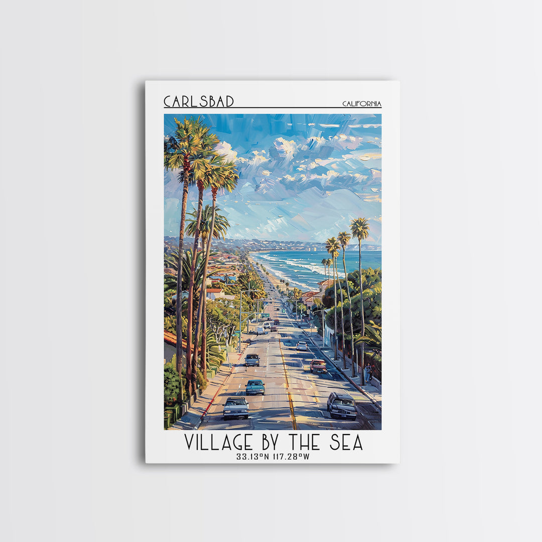 Carlsbad Travel Poster, Framed Canvas Print, Poster Print, Travel Wall Art, Mid Century Wall Art, Travel Print, Living Room Wall Art