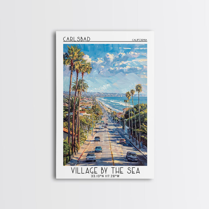 Carlsbad Travel Poster, Framed Canvas Print, Poster Print, Travel Wall Art, Mid Century Wall Art, Travel Print, Living Room Wall Art