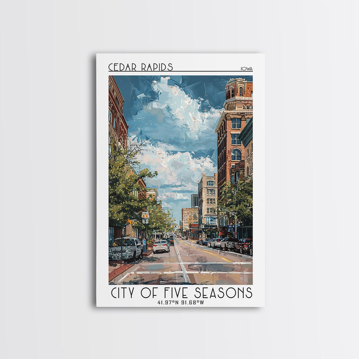Cedar Rapids Travel Poster, Framed Canvas Print, Poster Print, Travel Wall Art, Travel Art Print, Retro Travel Poster, Landscape Art