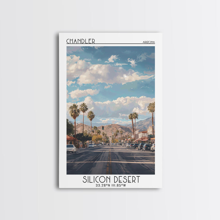 Chandler Travel Poster, Canvas Print, Travel Wall Art, City Wall Art, Vintage Travel, Mid Century Wall Art, Landscape Art, Art Print