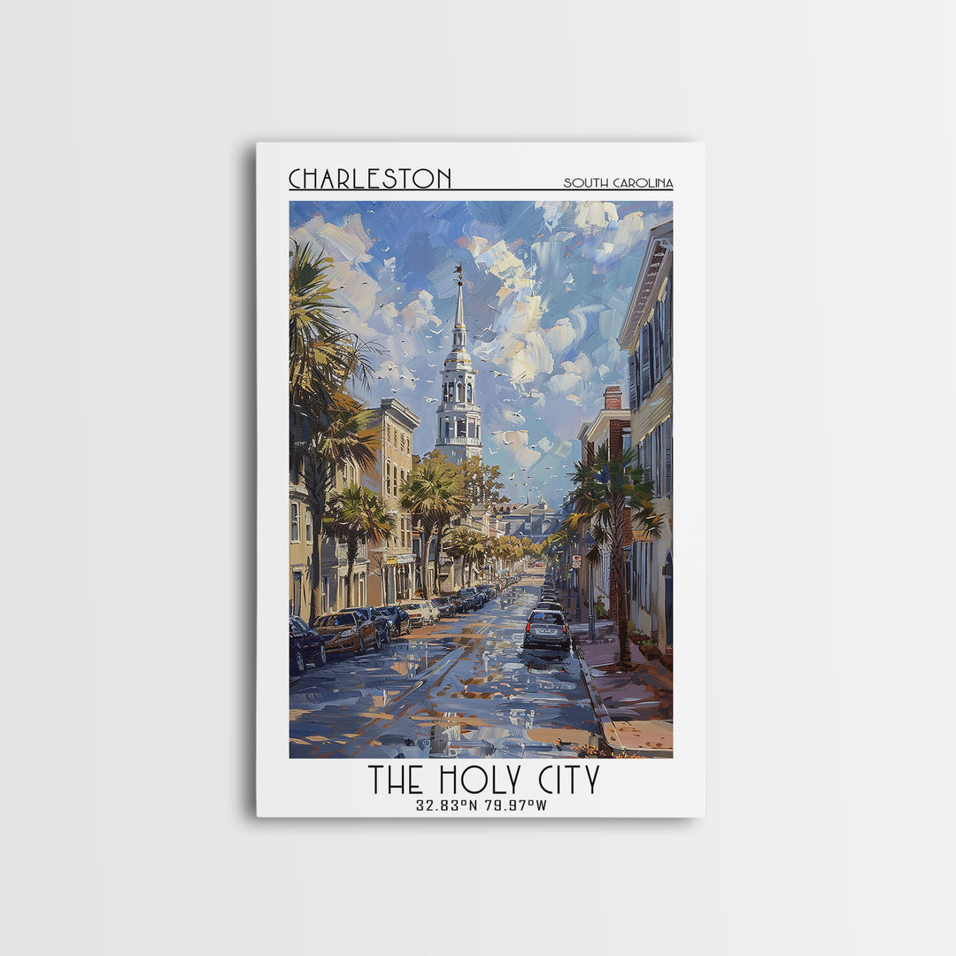 Charleston Travel Poster, Canvas Print, Travel Wall Art, City Wall Art, Living Room Wall Art, Gallery Wall Set, Vintage Travel Print