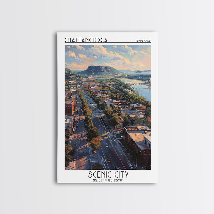 Chattanooga Travel Poster, Canvas Print, Poster Print, Travel Wall Art, Wall Art, Retro Wall Art, Wanderlust Gift, Minimalist Poster