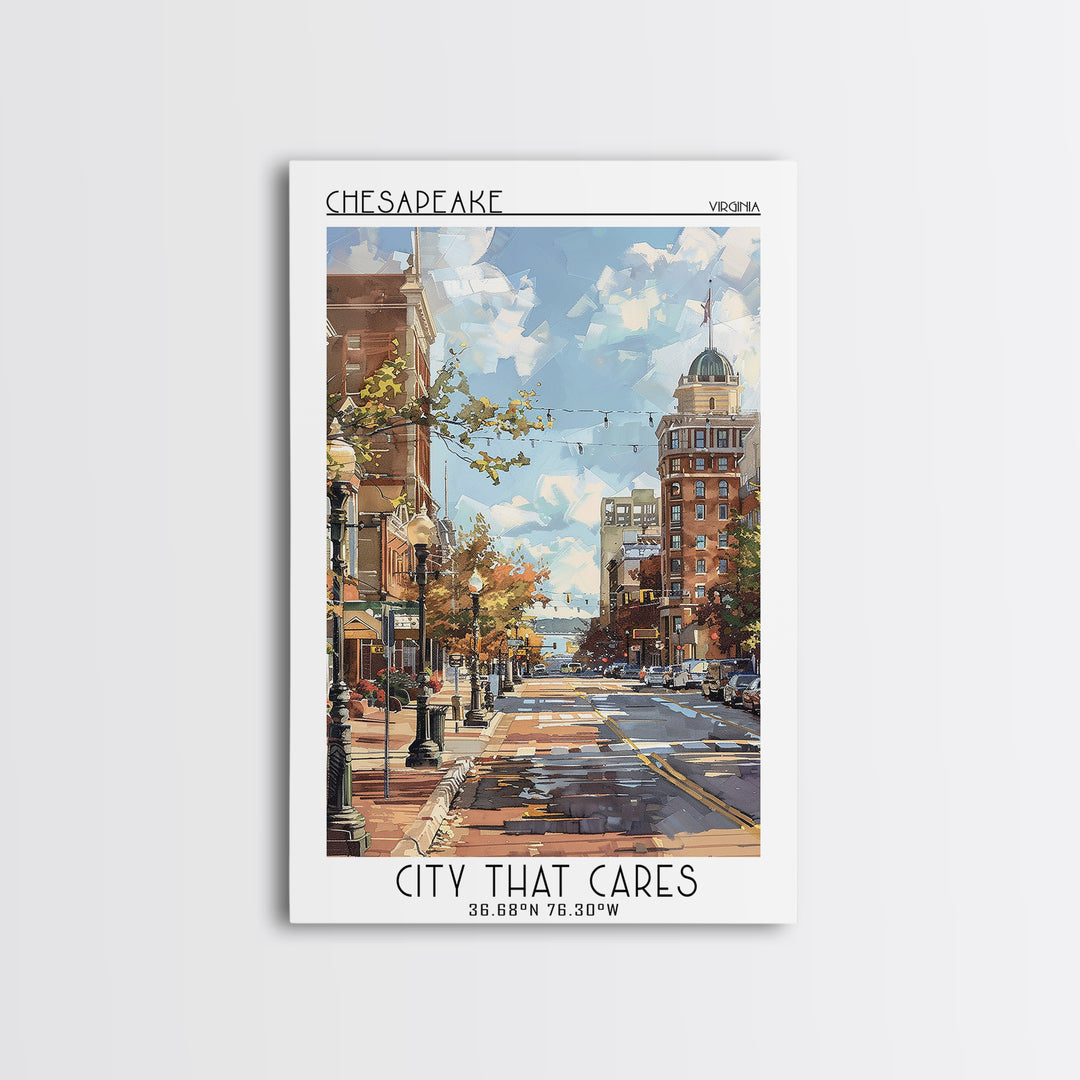 Chesapeake Travel Poster, Framed Canvas Print, Travel Art Print, Modern Wall Decor, Travel Posters, Home Office Decor, City Wall Art