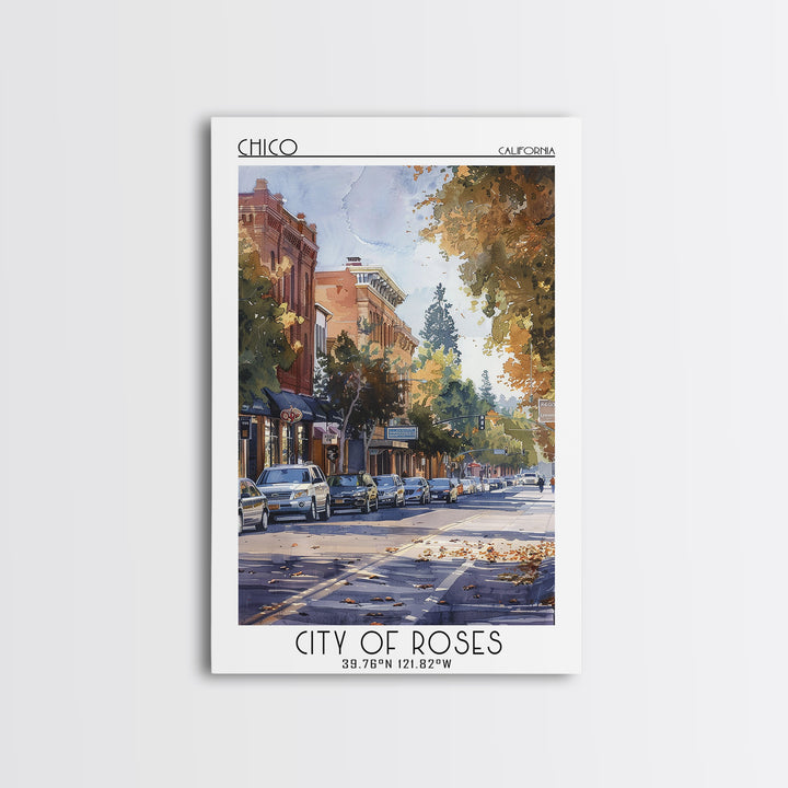 Chico Travel Poster, Framed Canvas Print, City Travel Poster, Travel Wall Art, City Wall Art, Art Print, Landscape Art, Poster Print