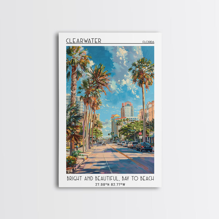 Clearwater Travel Poster, Framed Canvas Print, Poster Print, Travel Wall Art, Colorful Wall Art, Gallery Wall Set, Home Office Decor