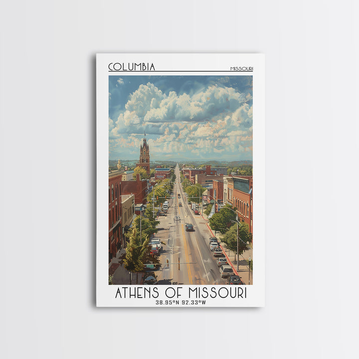 Columbia Travel Poster, Framed Canvas Print, City Art Print, Travel Wall Art, Vintage City Poster, Poster Print, Retro Travel Poster