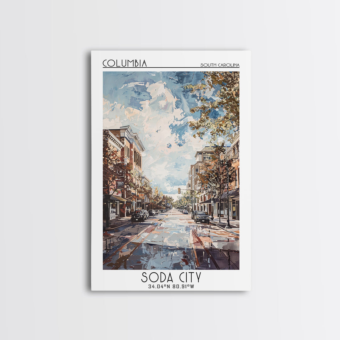 Columbia South Carolina Travel Poster, Framed Canvas Print, City Travel Poster, Travel Wall Art, Travel Posters, Retro Travel Poster
