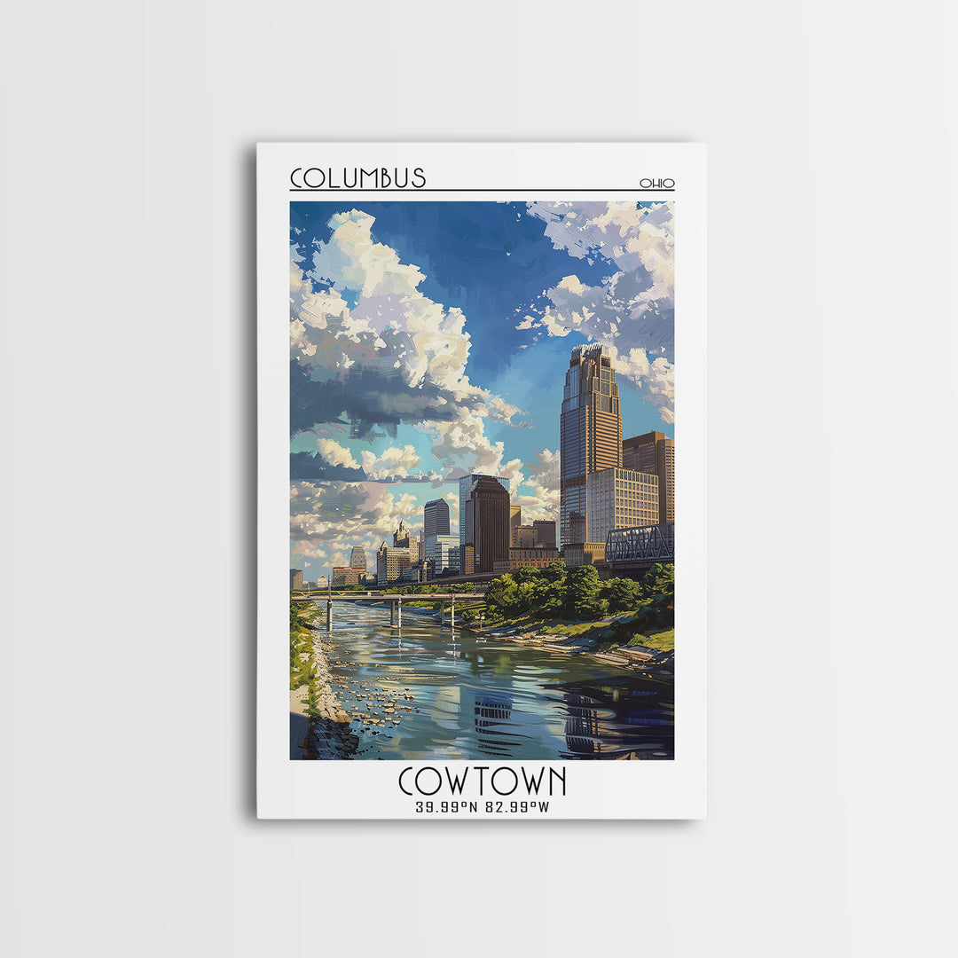 Columbus Ohio Travel Poster, Canvas Print, Travel Wall Art, City Wall Art, Vintage Travel Print, Retro Wall Art, Retro Travel Poster