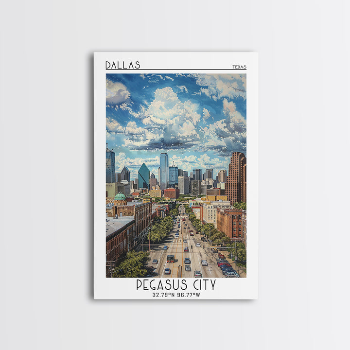 Dallas Travel Poster, Framed Canvas Print, City Travel Poster, Travel Wall Art, Retro Travel Poster, City Wall Art, Gallery Wall Set