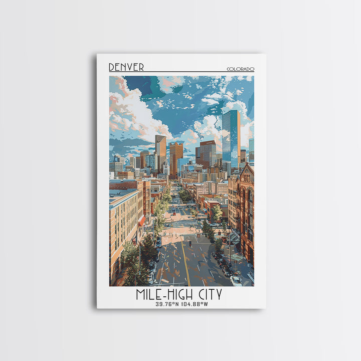 Denver Travel Poster, Framed Canvas Print, City Travel Poster, Travel Wall Decor, Minimalist Poster, Modern Wall Decor, Travel Decor