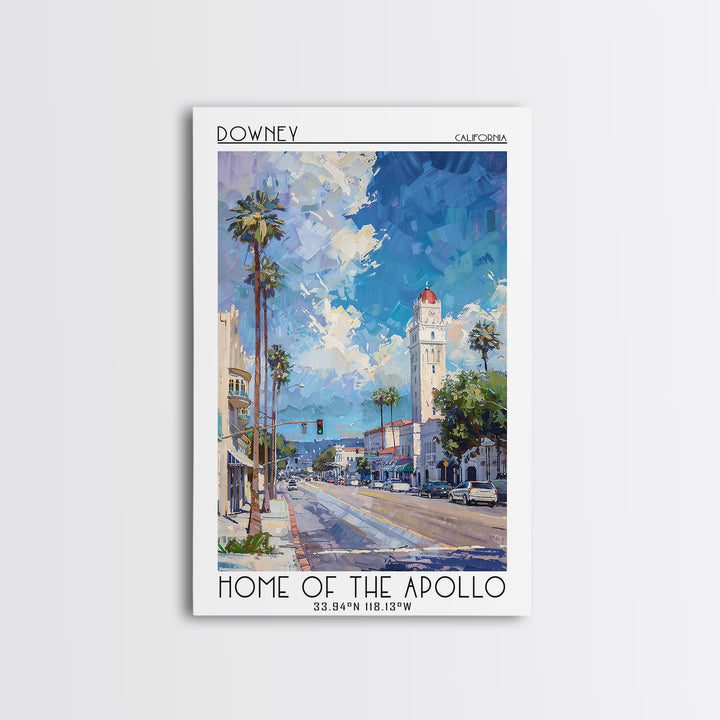 Downey Travel Poster, Framed Canvas Print, City Travel Poster, Travel Wall Art, Vintage Posters, Landscape Art, Vintage Travel Print