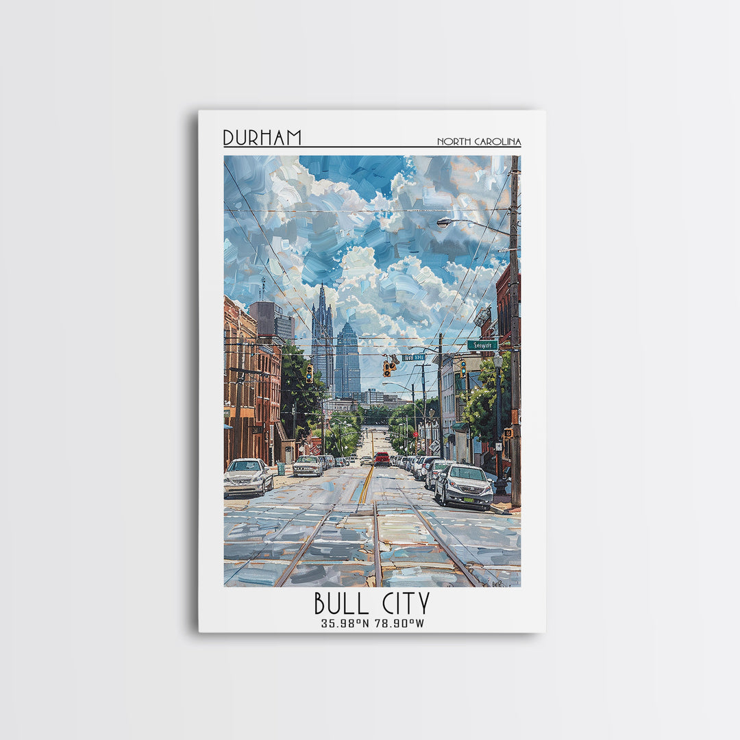 Durham Travel Poster, Framed Canvas Print, Retro Travel Poster, City Wall Art, Retro Travel Print, Home Office Decor, Fine Art Print