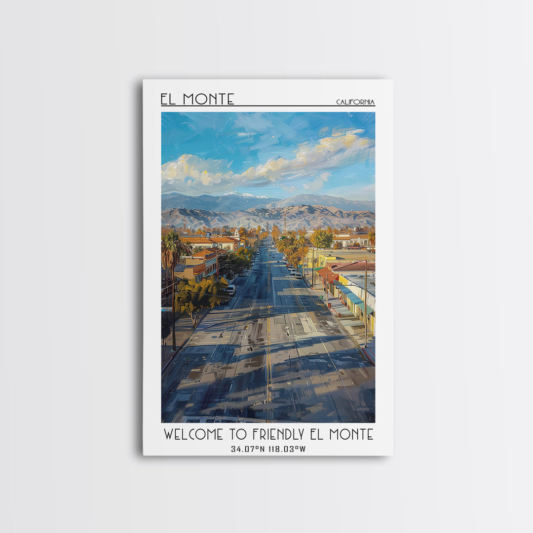 El Monte Travel Poster, Framed Canvas Print, Travel Prints, Landscape Art, Poster Print, Home Decor, Wanderlust Gift, Travel Posters