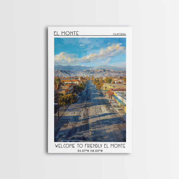 El Monte Travel Poster, Framed Canvas Print, Travel Prints, Landscape Art, Poster Print, Home Decor, Wanderlust Gift, Travel Posters