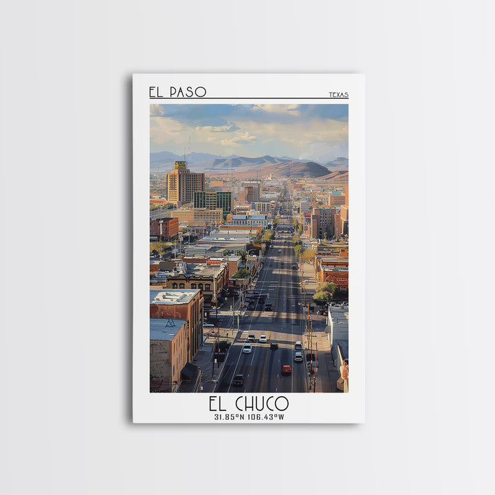 El Paso Travel Poster, Framed Canvas Print, City Travel Poster, Vintage City Poster, Travel Wall Art, Wanderlust Gift, Landscape Art
