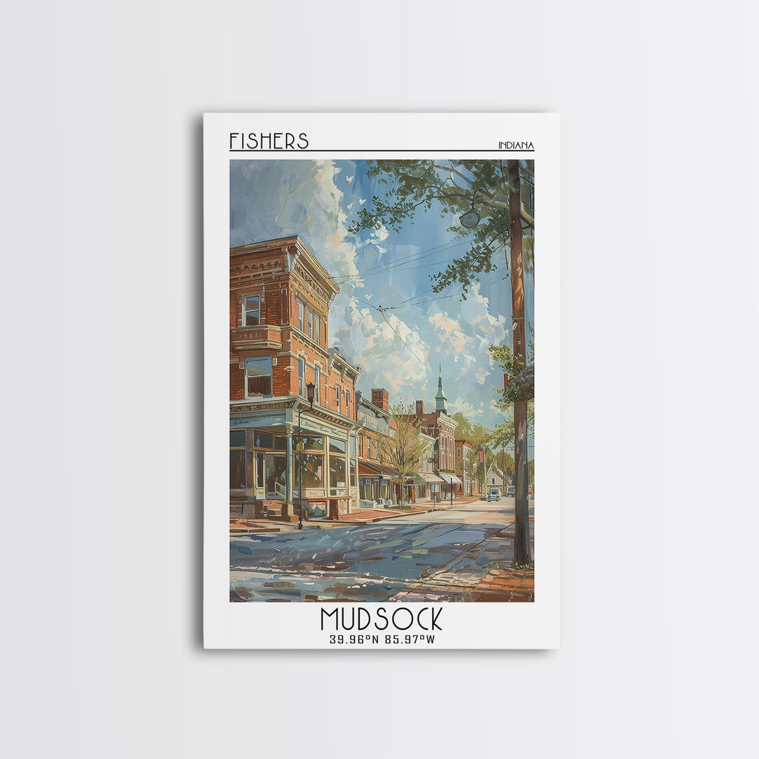 Fishers Travel Poster, Framed Canvas Print, Retro Travel Poster, City Wall Art, Landscape Art, Vintage City Poster, Travel Art Print