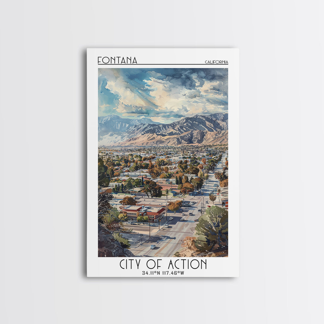 Fontana Travel Poster, Framed Canvas Print, City Art Print, Travel Wall Art, Art Print, Travel Art Print, Travel Decor, Poster Print