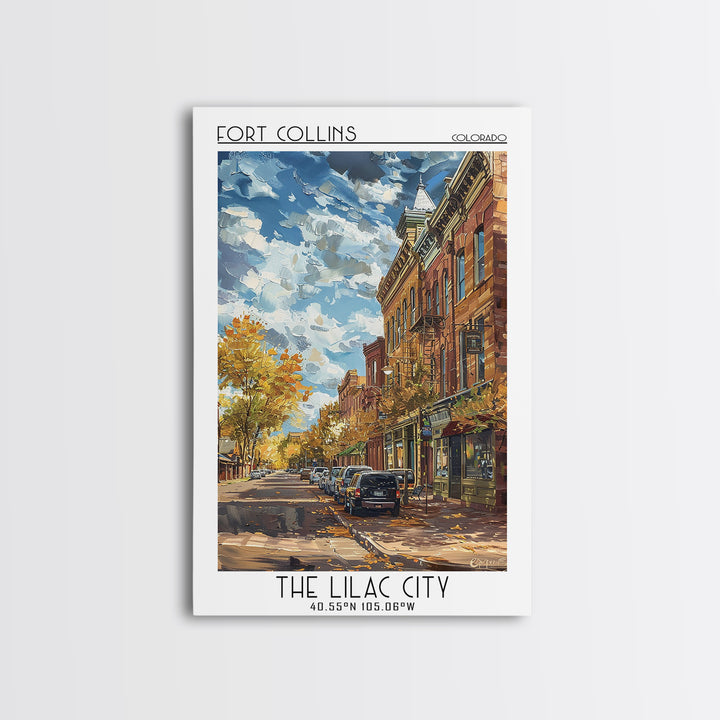 Fort Collins Travel Poster, Framed Canvas Print, City Travel Poster, Travel Wall Decor, Poster Art, Modern Wall Decor, Travel Prints