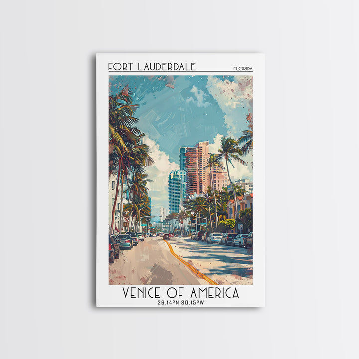 Fort Lauderdale Travel Poster, Framed Canvas Print, City Art Print, Travel Wall Art, Poster Art, Travel Art Print, Modern Wall Decor