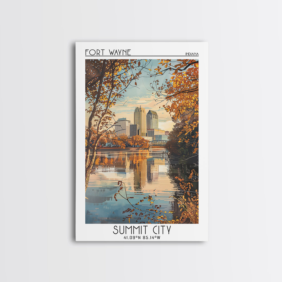 Fort Wayne Travel Poster, Canvas Print, Travel Wall Art, City Wall Art, Travel Posters, Home Office Decor, Wall Art, Wanderlust Gift