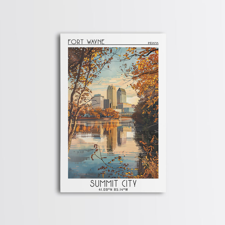 Fort Wayne Travel Poster, Canvas Print, Travel Wall Art, City Wall Art, Travel Posters, Home Office Decor, Wall Art, Wanderlust Gift