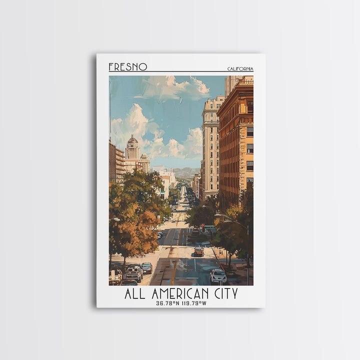 Fresno Travel Poster, Framed Canvas Print, City Art Print, Travel Wall Art, Wall Art, Poster Print, Travel Posters, Gallery Wall Set