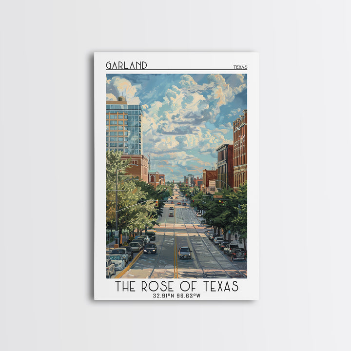 Garland Travel Poster, Framed Canvas Print, Retro Travel Poster, City Wall Art, Retro Travel Print, Travel Wall Decor, Landscape Art