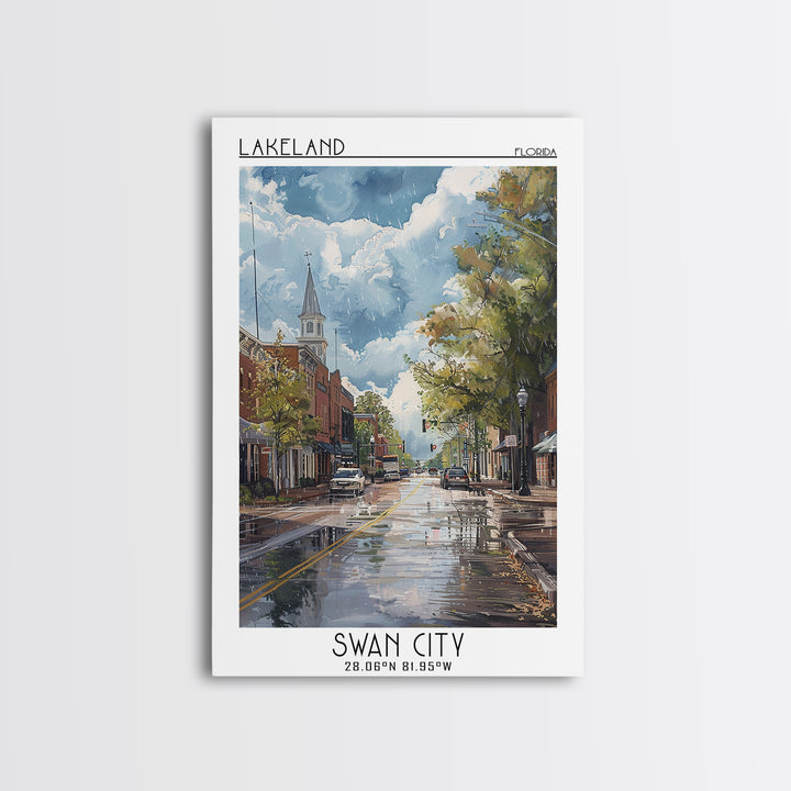 Lakeland Travel Poster, Canvas Print, City Art Print, Travel Wall Art, Retro Travel Poster, Travel Posters, Art Print, Landscape Art