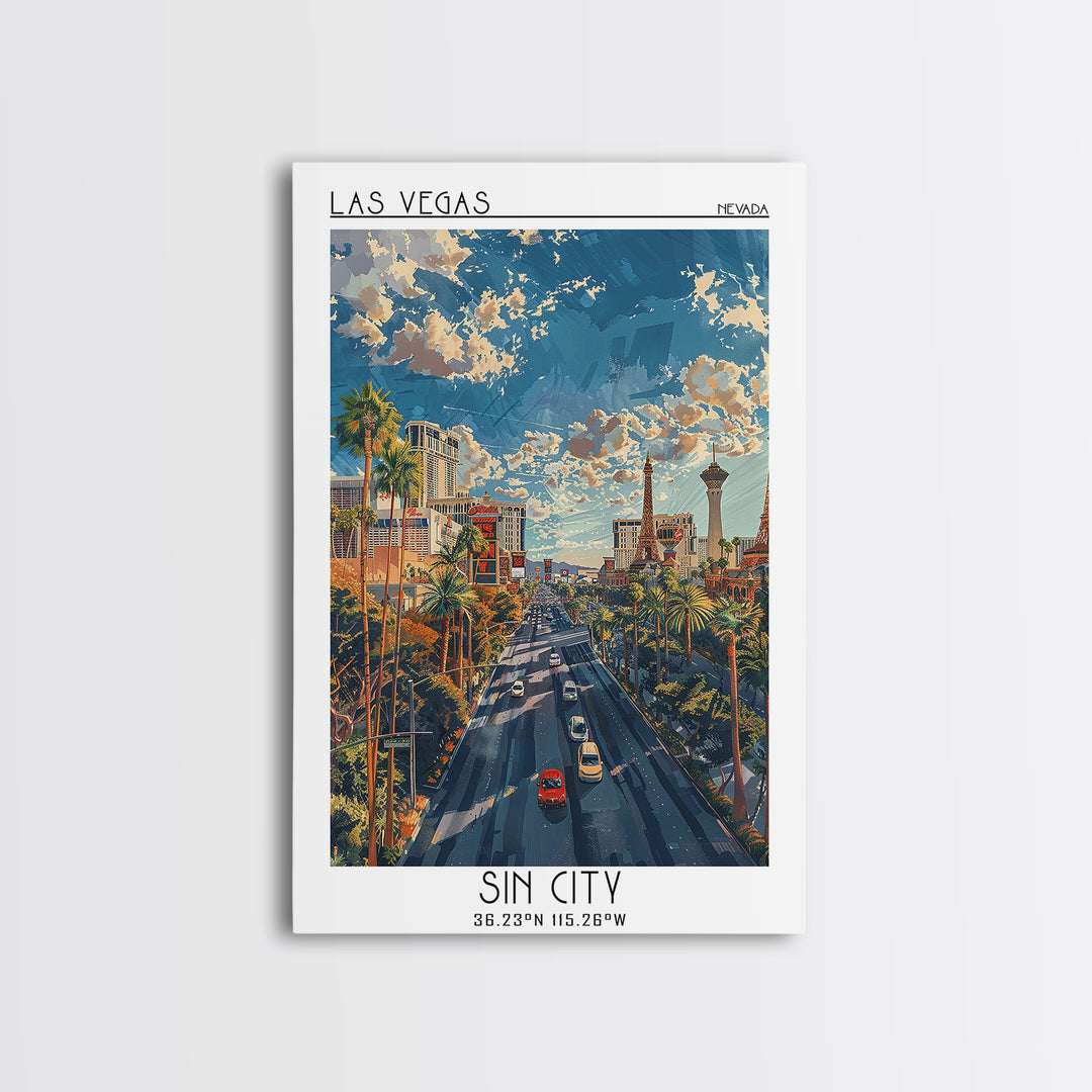Las Vegas Travel Poster, Framed Canvas Print, Retro Wall Art, Travel Print, Wall Art, Vintage Travel, Gallery Wall Set, Poster Print